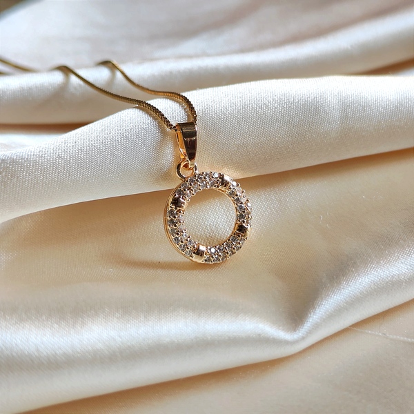 American Diamond Glazing Circle Goldmix Ring