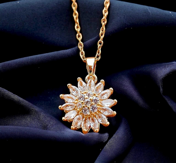 American Diamond Rotating Flower Pendant