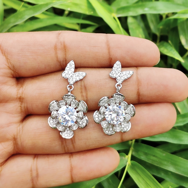 American Diamond Butterfly Bloom Earring