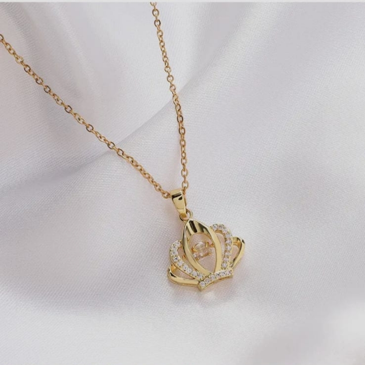 American Diamond Invisible Setting Crown Goldmix Pendant