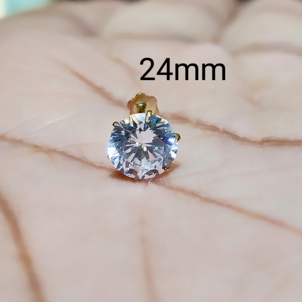 American Diamond One Stone Nose Pin-24mm