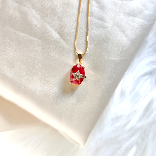 American Diamond Red Ruby Candy Pendant