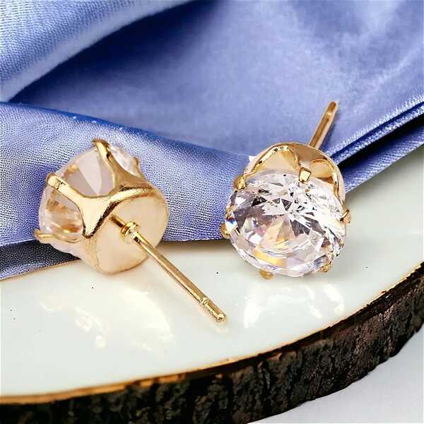 American Diamond One Stone Stud Golden Earring