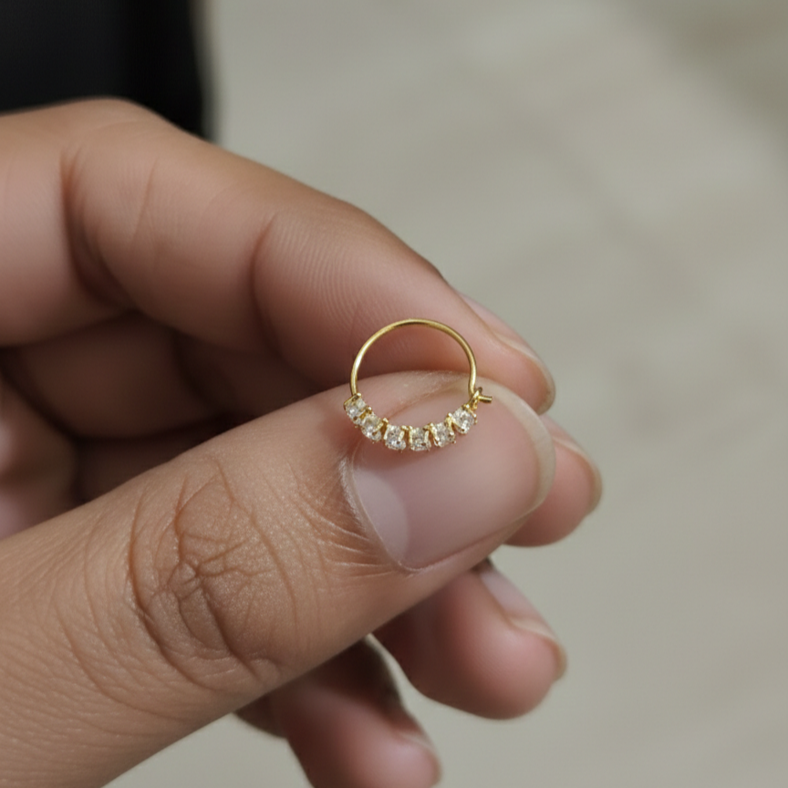 American Diamond 6stone Round Nosering