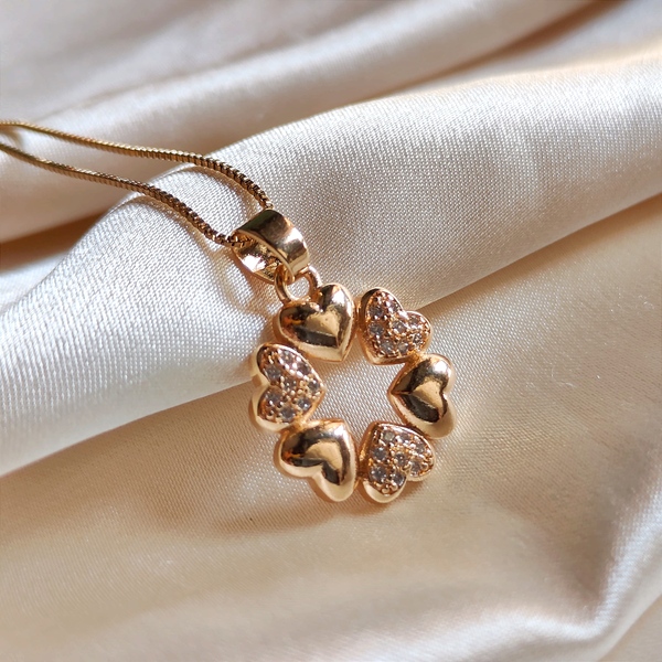 American Diamond Circle of Love Goldmix Pendant