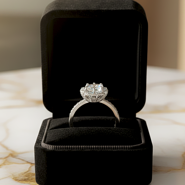 The Entwine Ruellia American Diamond Silver Ring