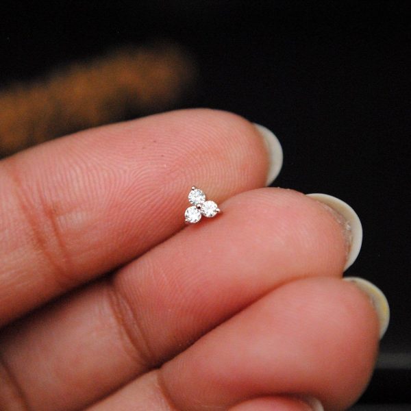American Diamond Three Stone Nose Pin