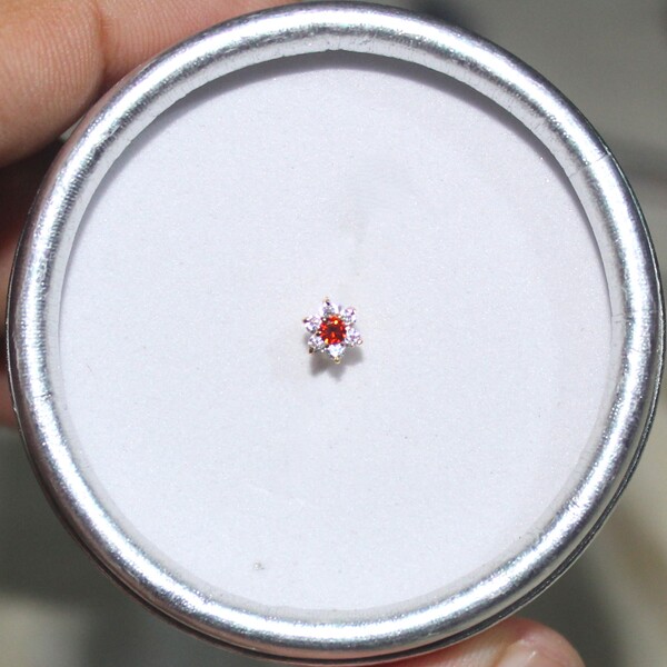 American Diamond Seven Stone Orange Nose Pin