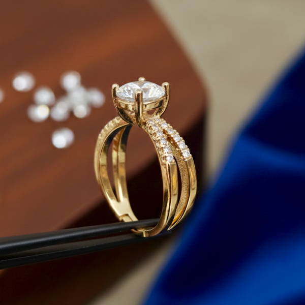 The Meridian Solitaire American Diamond Goldmix Ring