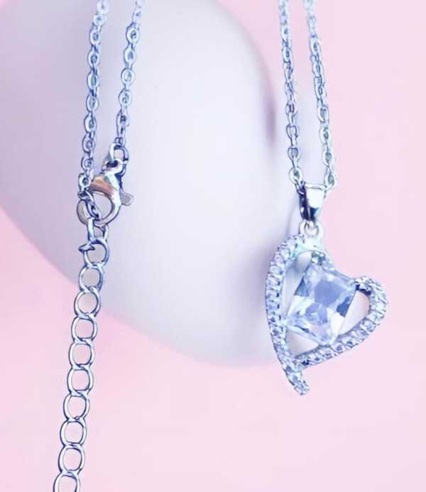 American Diamond Sterling Elements Elevated Heart Pendant