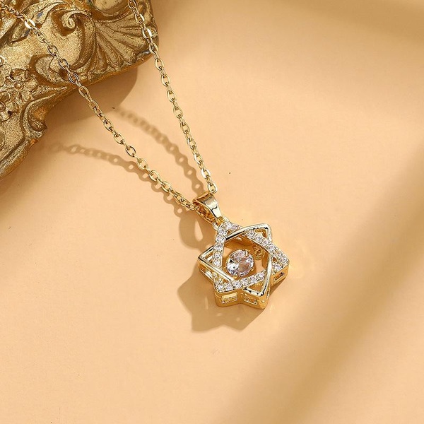 American Diamond Dancing Stone Goldmix Hexa Pendant