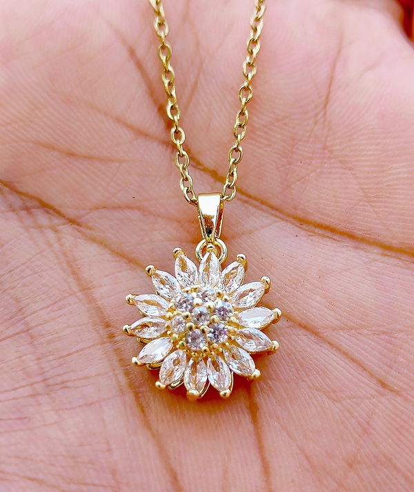 American Diamond Rotating Flower Pendant