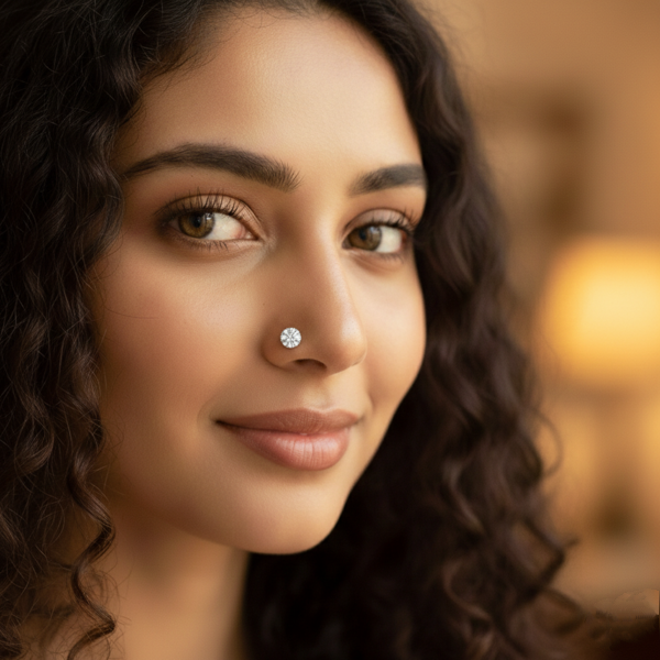 American Diamond One Stone Nose Pin-30mm