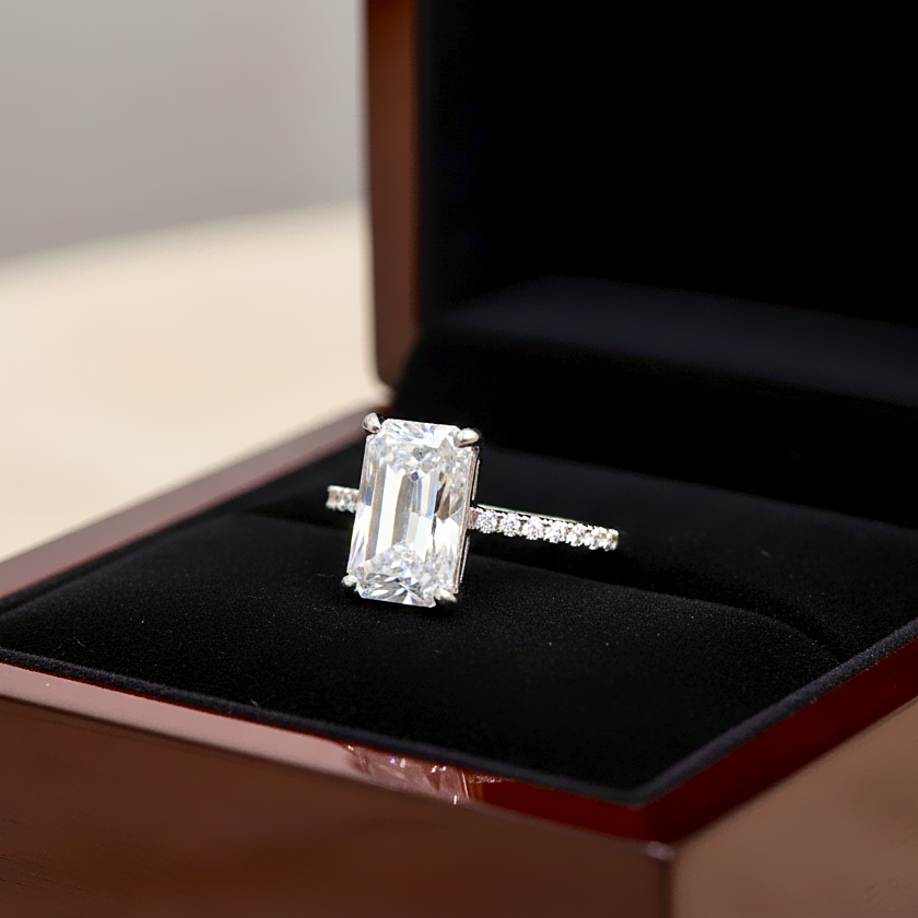 The Imperial Emerald American Diamond Silver Ring