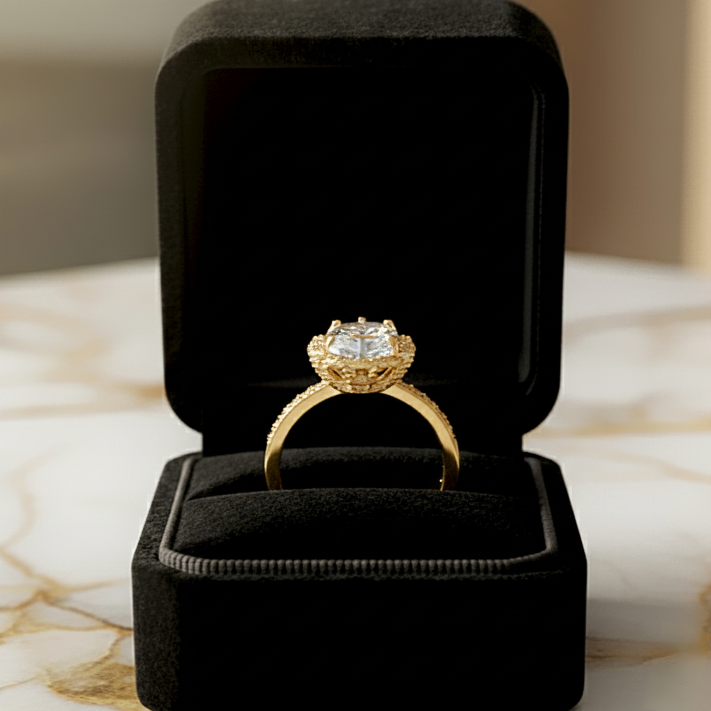 The Entwine Ruellia American Diamond Goldmix Ring