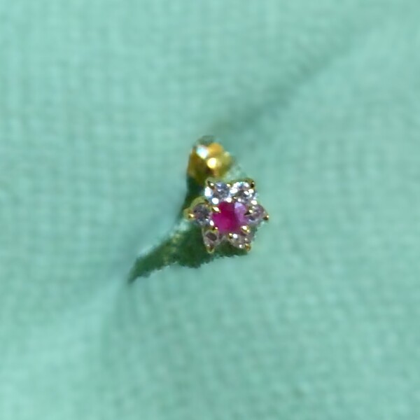 American Diamond Seven Stone Deep Pink Nose Pin