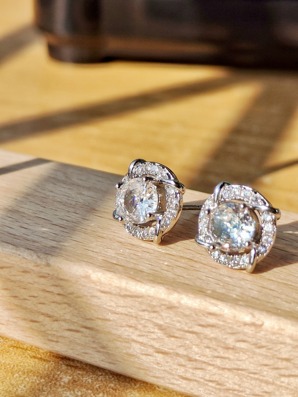 American Diamond Round White Stud Earring