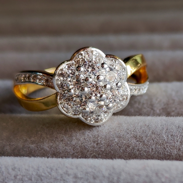 American Diamond Cluster Bridal Goldmix Finger Ring