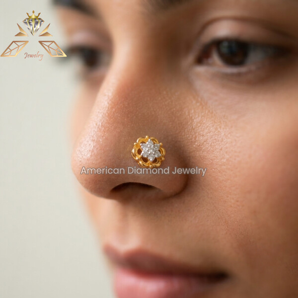 American Diamond 7 Stone Solar Flare Nosepin
