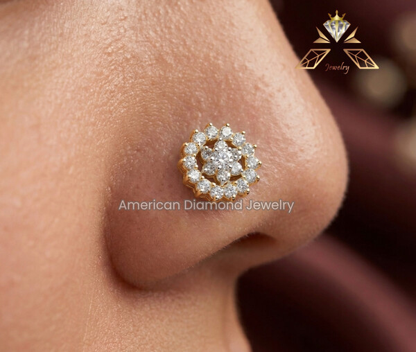 American Diamond 19 Stone Floral Nosepin