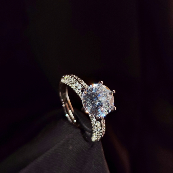 American Diamond Silver Braided Ring