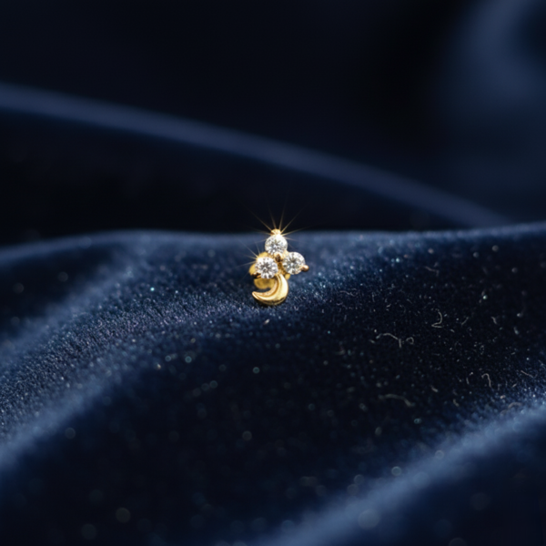 American Diamond 3 Stone Leaf Nosepin