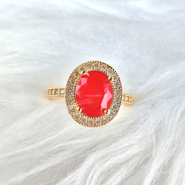American Diamond Passion Red Goldmix Ring
