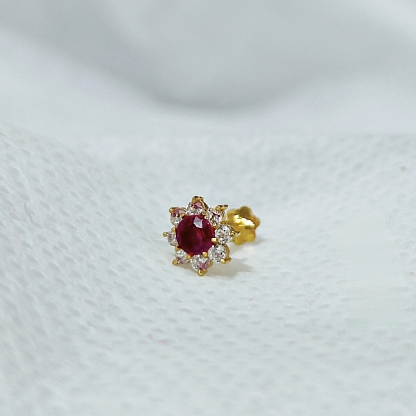 American Diamond 9 Stone Hot Pink Nosepin