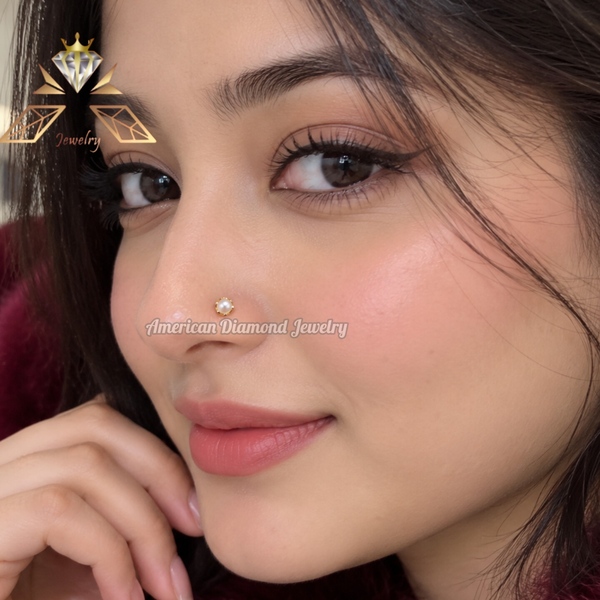 American Diamond Pearl Ecstasy 18mm Nosepin
