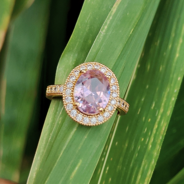 American Diamond Ballet Pink Goldmix Ring