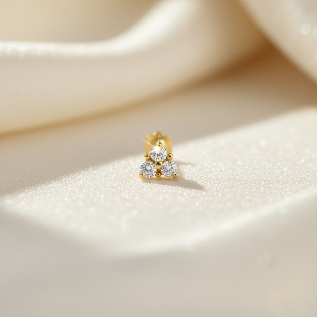 American Diamond Three Stone Nose Pin