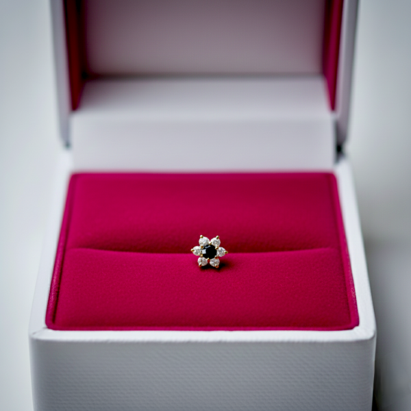 American Diamond Seven Stone Black Nose Pin